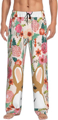Yorkshire Terrier Dog Lovers Florals Men'S Pajama Bottoms Lounge Sleepwear Loose Soft Comfort Pajama Pants With Pockets