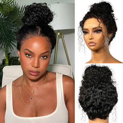 Deep Wave 360 Lace Front Wigs Human Hair 28 Inch Invisi Strap HD Full Lace Front Wigs Human Hair Pre Plucked with Drawstring 180 Density Curly Wig 360 Glueless Lace Frontal Wigs for Women