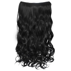 REECHO 20" 1-Pack 3/4 Full Head Curly Wave Clips in on Synthetic Hair Extensions HE008 Hairpieces for Women 5 Clips 4.5 Oz per Piece - Black brown