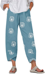 Ladies Drawstring Trousers with Pockets Loose Fit Summer 2025 Wide Leg High Waist Elastic Waist Long Pants