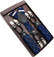 Suspenders Genuine Leather 6 Clips Brace Male Vintage Casual Wedding Party Trousers Strap Husband's Gift