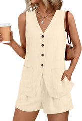 AUTOMET Summer Sets for Women Two Piece Vacation Outfits Short Set Button Down Business Casual Dressy 2 Piece Clothes 2025