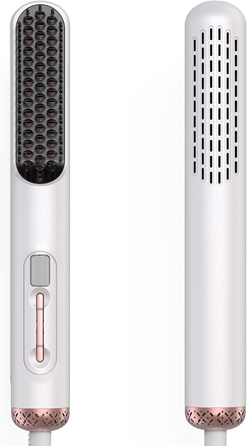 Hair Straightening Brush - Ionic Hair Brush Straightener for Women | Heated Straightener Comb for Smooth, Anti-Frizz