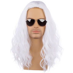 Mens Light Brown Wig Long Curly Wavy Wig Middle Length Brown Mixed Blonde Hair Wig Halloween Cosplay Costume Party Wigs