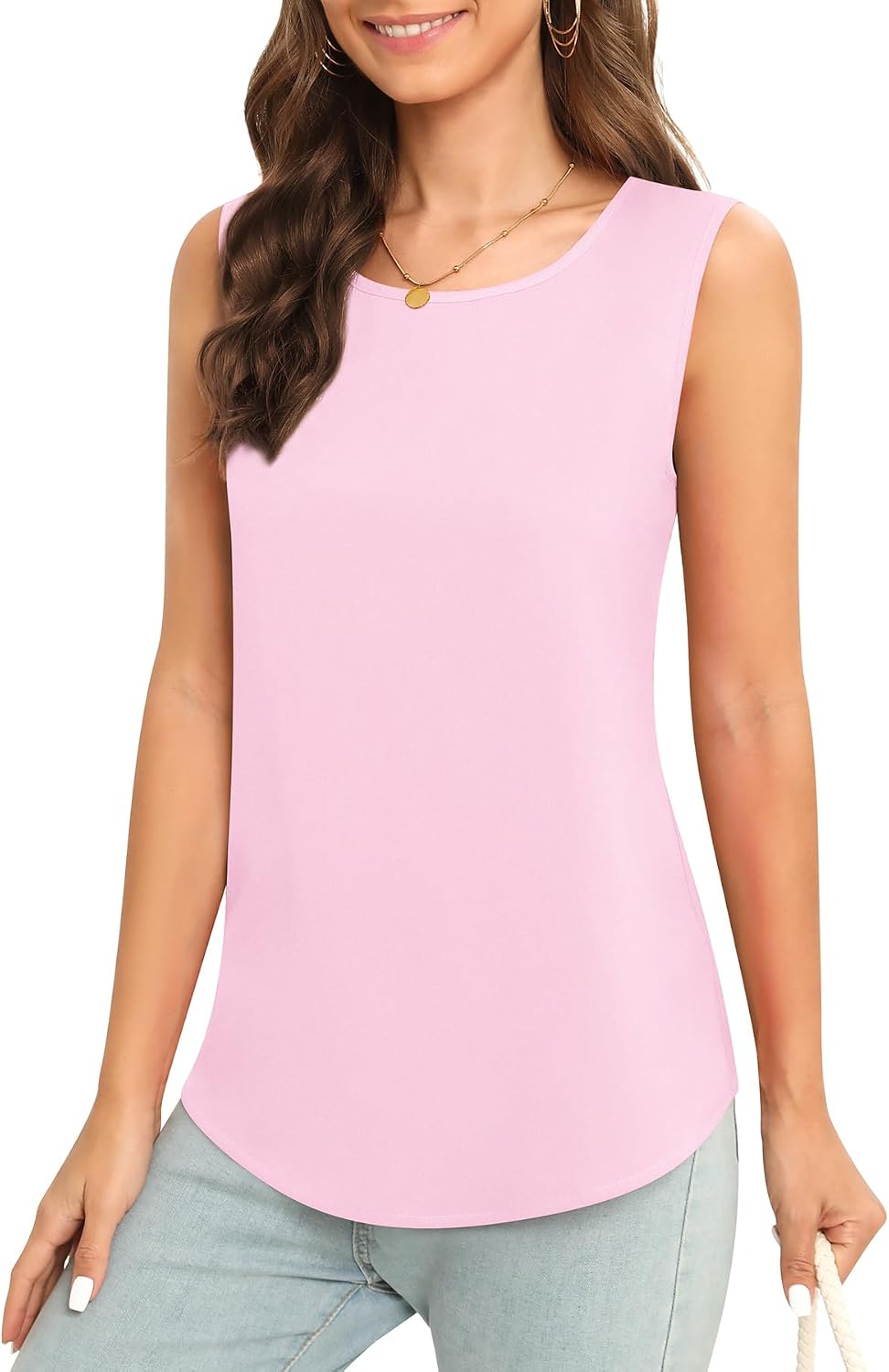 Women's Sleeveless Chiffon Tank Top Business Casual Blouse Tunic Top
