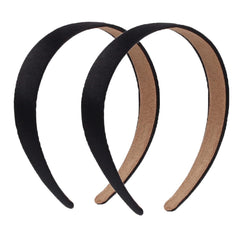 2 Pack Satin Headbands 1.3 Inch Wide Headband Girls Black Headband Women Non Slip Fashion Head Band Hair Bands Diy Hair Accessories Women Girls (Black&White)