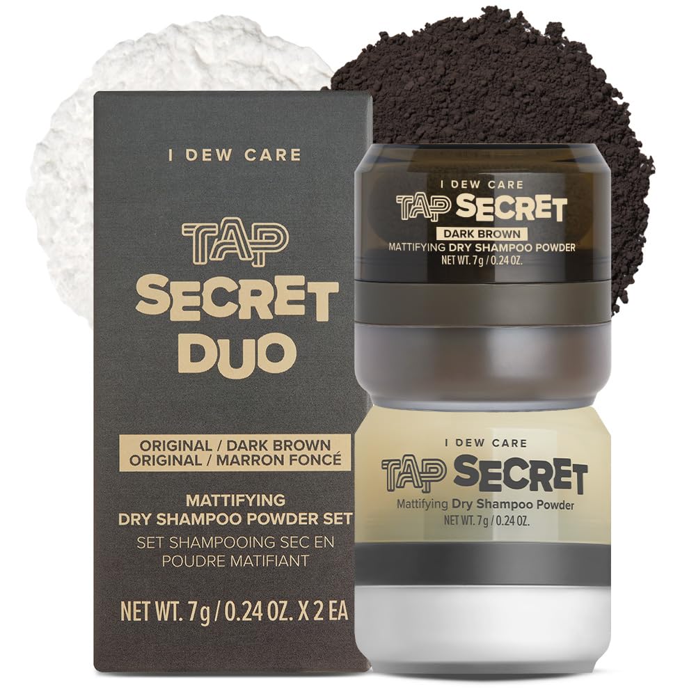 I DEW CARE Tap Secret Dry Shampoo Powder Refill with Biotin | Strengthening & Volumizing, Refillable, Travel size, Non-aerosol, Brunette, Korean Ginseng, Dry Shampoo for Women, 0.24 Oz