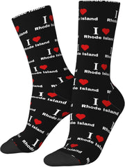 I love Rhode Island Socks For Men Women Gift Wicking Sport Casual Running Socks
