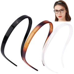 TOBATOBA Flex No Pressure Headbands for Glasses Wearers, Sunglasses Headband No Headache Comfortable Headbands Non Slip, Matte Plastic Hairbands with Teeth, Hair Accessories for Women Girls