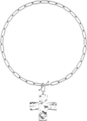 TEN MIRO 18k Chunky Gold Necklace for Women Sweatproof, Non Tarnish Chunky Cross Necklaces Thick Gold Layering Hammered Bold Necklace Stacks Toggle Necklaces for Women