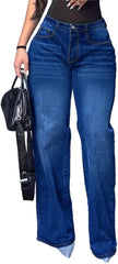 high Rise Straight Leg Jeans for Women Butt Lifting Baggy Trousers Urban Fashion Streetwear Bottoms