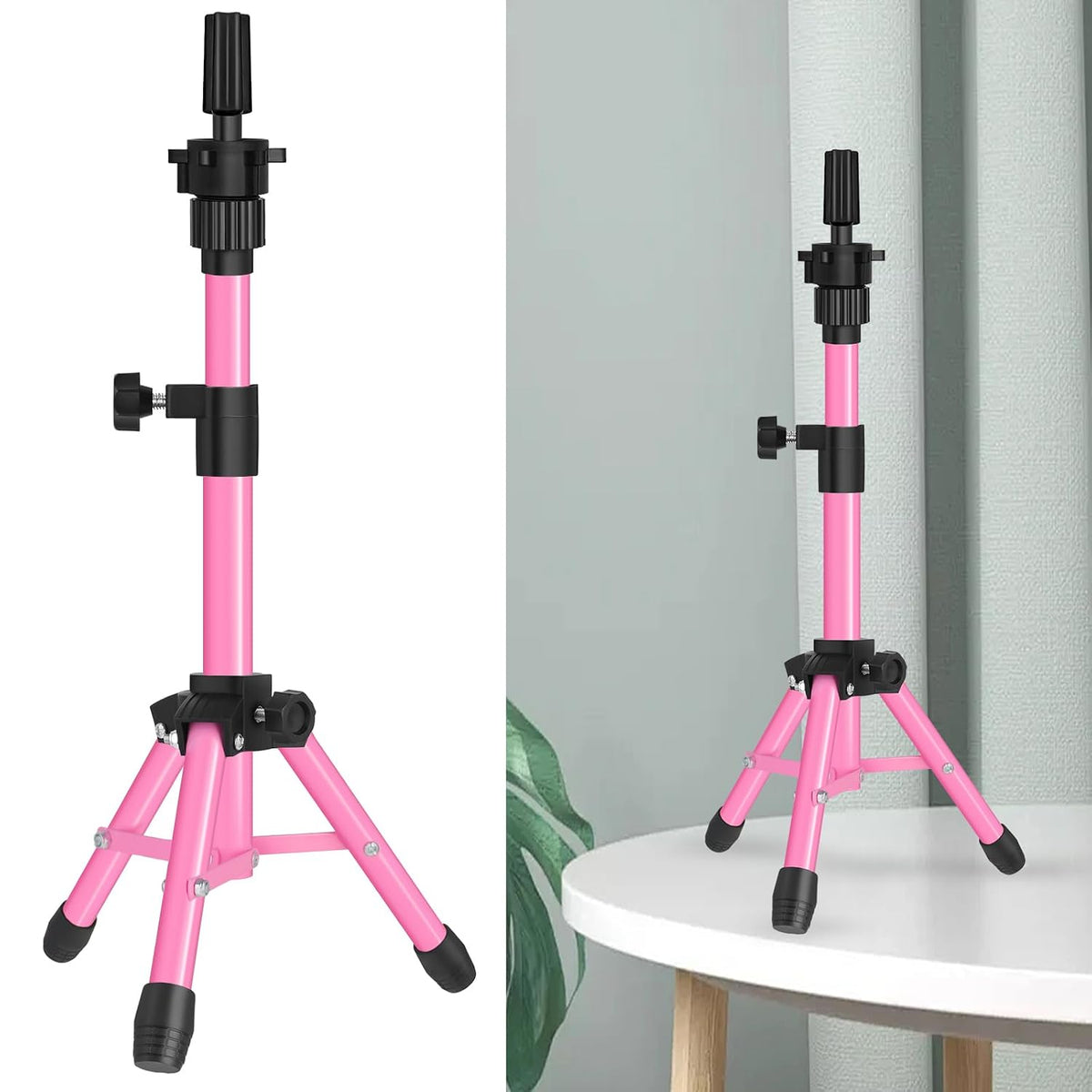 MINI Wig Stand Tripod, 25 Inch Adjustable Mannequin Head Stand, Wig Head Stand for Training Heads And Canvas Block Head (Mannequin Head Not Included)