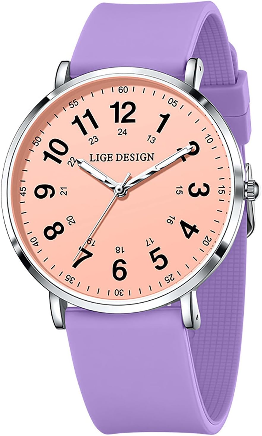 MASTOP White Watch for Nurses Medical Professionals Students Women & Men Waterproof Analog Wristwatch with 12/24 Hour Military Time Easy to Read Dial Luminous Hands Second Hand for Nursing