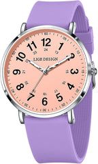 MASTOP White Watch for Nurses Medical Professionals Students Women & Men Waterproof Analog Wristwatch with 12/24 Hour Military Time Easy to Read Dial Luminous Hands Second Hand for Nursing