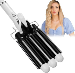 3 Barrel Curling Iron Hair Crimper: Birthday Gifts for Women Aleath Dual Voltage Adjustable Temperature Three Barrels Hair Waver - Ceramic 1 inch Curler Wand
