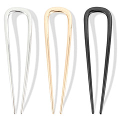2Pcs French Hair Pins for Thick Hair, Metal French Twis Hair Pins for Women Girls, U-Shaped French Pin for Buns, 5.5 Inches Large French Pins Hairstyle Accessories (Silver, Gold)