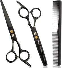 Hair Cutting Scissors Thinning Shears Set, 6.5 Inch Professional Barber Hairdressing Texturizing Scissors Edge Razor Sharp Blades Haircut Scissor for Men Women Kids Japan 440c Stainless Steel
