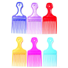 (3 Pack) 6" Plastic Afro Pick Lift Hair Comb Detangle Wig Braid Hair Man Styling Comb (Black_A)