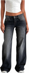 Women's High Waisted Flare Jeans with Belt Bootcut Stretchy Denim Pants Full Length Wide-Leg Casual Loose Fit Trousers