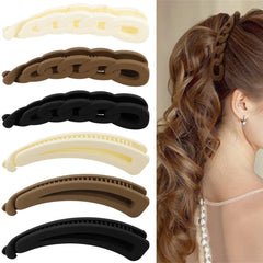 Hair Clips, 6PCS Bow Oval Banana Clips for Medium Thin Hair, 4.1 Inch Matte Strong Hold Half Ponytail Bun Holder, Hair Jaw Clips Barrettes Styling Accessories for Women Girls