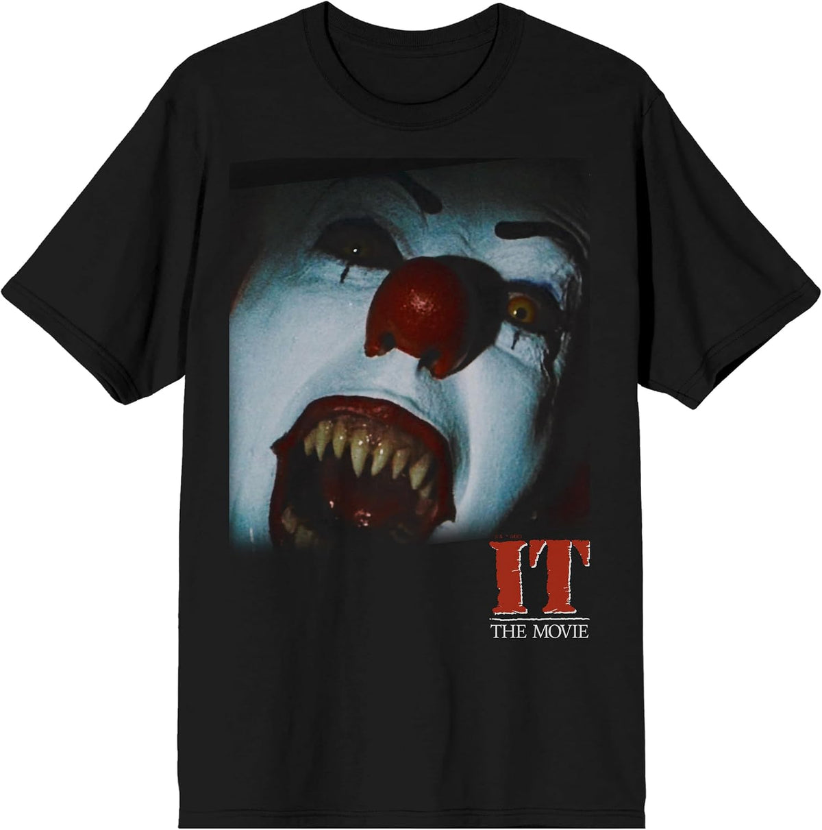 It Classic 1990 Pennywise Close-Up Adult Black Crew Neck Short Sleeve T-Shirt