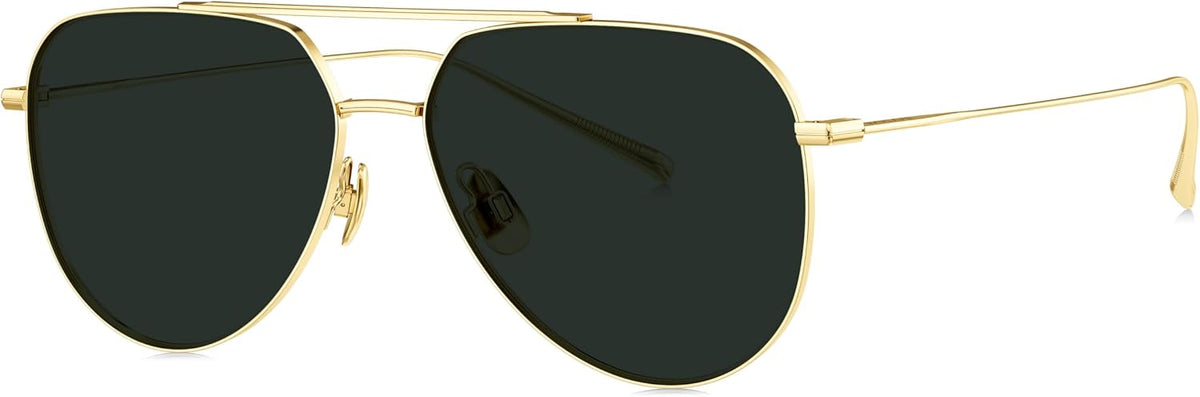 BOLON Ultra Lightweight Full Titanium Classic Aviator Polarized Sunglasses, Exclusive Eyewear Brand of EssilorLuxottica