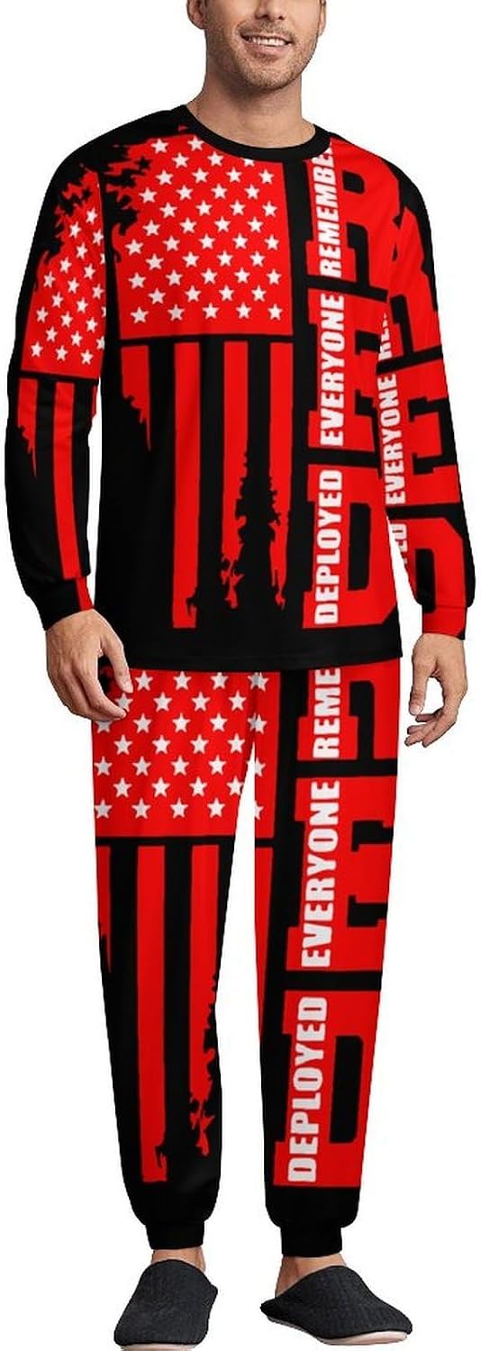 R.E.D Remember Everyone Deployed Red Friday 4 Men Pajamas Set Loungewear Sleepwear 2 Piece Long Sleeve T-Shirt Pant