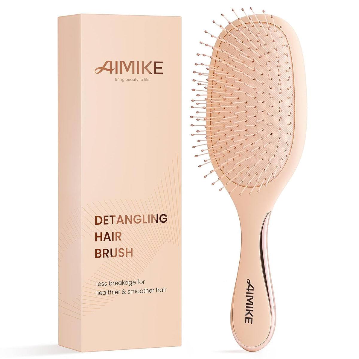 AIMIKE Rose Luxe Detangler Brush, Pain-Free Detangling Brush with Ultra-Soft FlexGlide Bristles, Effortlessly Remove Knots & Reduce Hair Breakage, Wet Dry Paddle Brush for Women Thin Fine Hair