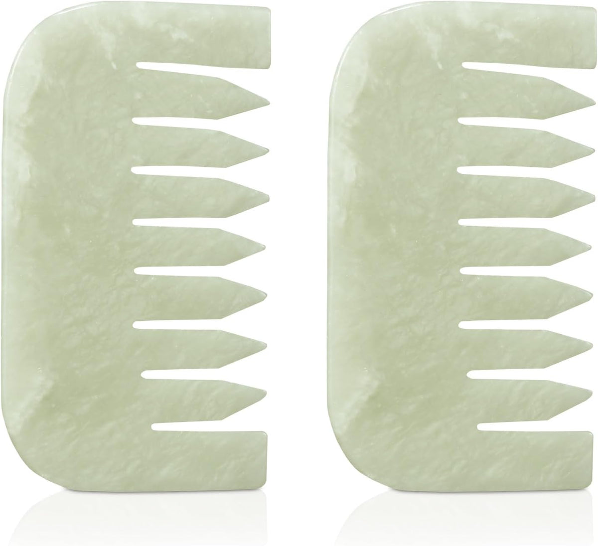 Geiserailie 2 Pieces Jade Combs Massage Stone Hair Gua Sha Scraping Scalp Comb Facial Massage Tool Multifunctional Handheld Head Tools Head Caring Therapy Mother's Day Gift(Elegant Style)