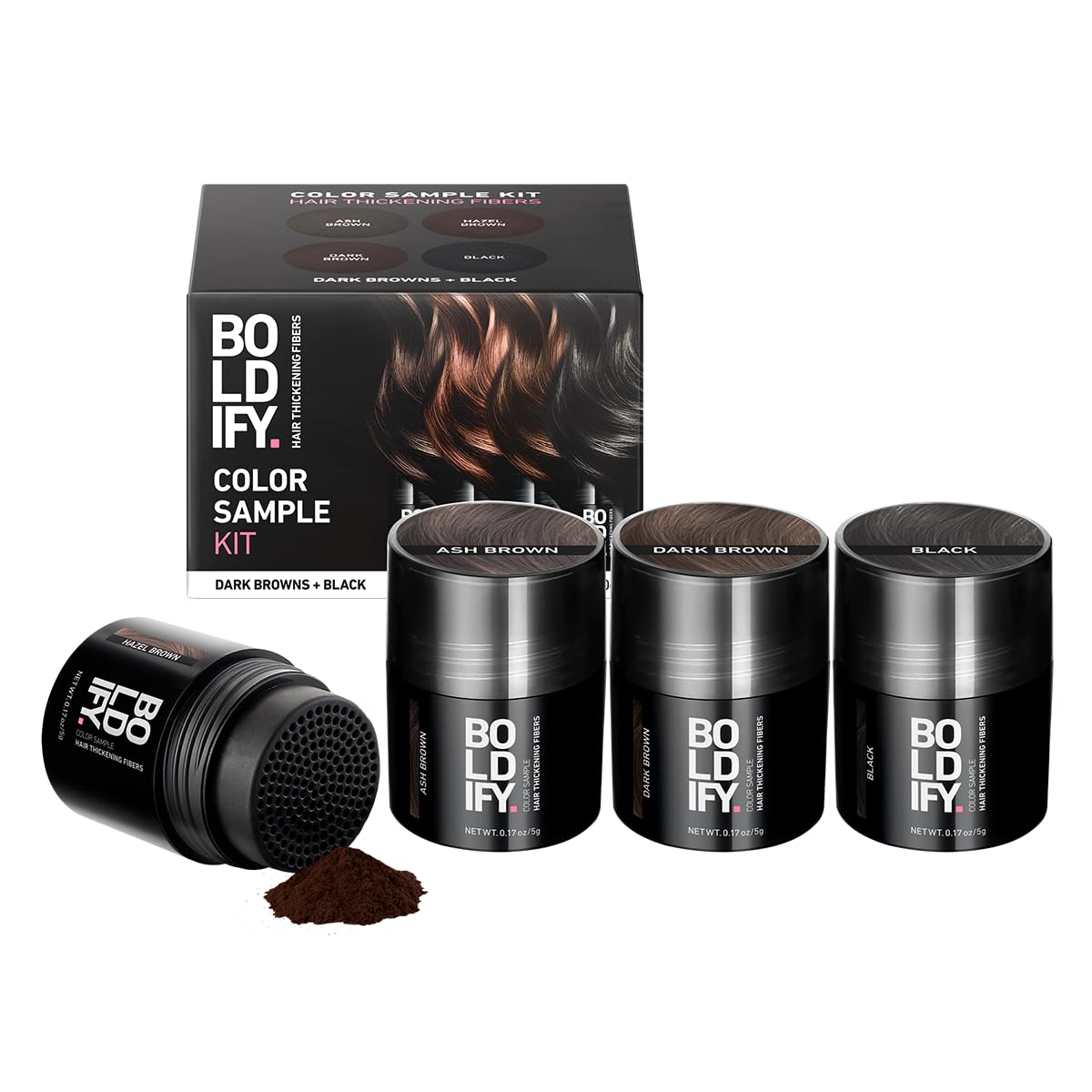 BOLDIFY Hair Fibers (12g) - Fill In Thinning and Fine Hair for an Instantly Fuller, Thicker Look - 14 Shades for Women & Men - Black