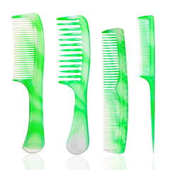 Pink Hair Comb Set - Wide Tooth, Fine Tooth, Rat Tail, and Dual Comb for Women and Men