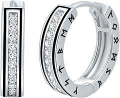 18K Gold Plated 925 Sterling Silver Hoop Earrings for Men Women | Celtic Cross Earring | Viking Runes Jewelry | Hypoallergenic Earring for Sensitive Ears | Lightweight Punk Huggie Earring , Come with Gift Box