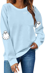 Women's Retor Ghost Skull Crop Sweatshirt Funny Spooky Teacher Ghost Gift Blouse Fall Coffee Lover Casual Pullover