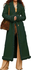 Ladies Cozy Winter Teddy Bear Long Coats for Women Faux Suede Leather Shearing Jacket Fuzzy Sherpa Lined Trench Coat