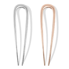 2Pcs French Hair Pins for Thick Hair, Metal French Twis Hair Pins for Women Girls, U-Shaped French Pin for Buns, 5.5 Inches Large French Pins Hairstyle Accessories (Silver, Gold)
