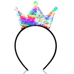 Sequins Crown Headband, Princess Crowns Glitter Headbands Shiny Gold Hair Hoop Women Hair band Accessories Elastic Hair Decoration Christmas Birthday Party Favors Tiaras Supplies