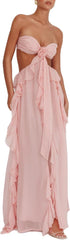 Women Y2k Backless Long Dress Halter Tie Neck Maxi Dress Flowy Beach Sundress Summer Streetwear