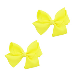 3 Inch Grosgrain Bow for Little Girls- Set of 2 (White)