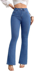 Womens High Waisted Casual Slanted Pocket Flared Leg Jeans Denim Pants Fashion for Women 2025