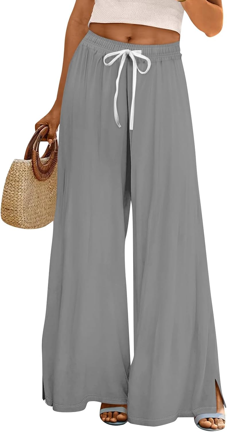 Palazzo Pants for Women Casual Summer Boho Wide Leg Pants High Waist Lounge Pant 2025 Beach Vacation Outfits