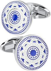French Shirt Cufflinks Round Cuff Nails Men's Suit Business Cuff Red Enamel Cufflink(Black-JoJo's Bizarre Adventure1)