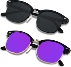 Polarized Sunglasses for Men and Women UV Protection Semi Rimless Sun Glasses Classic Half Frame