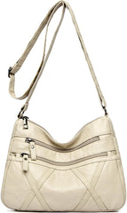 Triple Zip Crossbody Bags for Women Multiple Pockets Bag Ladies houlder Handbags with