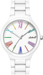 Letoff Ceramic Oil Finish Watch,Metal Case Metal Bracelet,Big face Colorful Roman Numerals Water Resistant 100ft