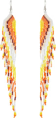 Hand-woven Colorful Rice Beads Gradient Beaded Long Tassel Earrings Bohemian Beach Travel Accessories