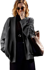 Fashion Oversized Womens athletic Sweatshirt blazer Pockets Sweaters no Zip Up jacket Lightweight Open Front Cardigan