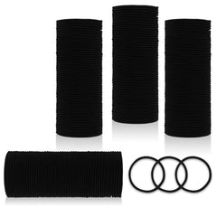 Hair Tie, 200 Count - Black, 3mm Thick Elastic Hair Ties for Women Girls, Men - No Damage, Perfect for Fine, Curly Hair and Sensitive Scalps