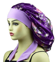 White Satin Bonnets for Sleeping Women Braids Long Hair Cover Silk Hair Bonnet Night Caps XL Large Satin Sleep Cap with Tie