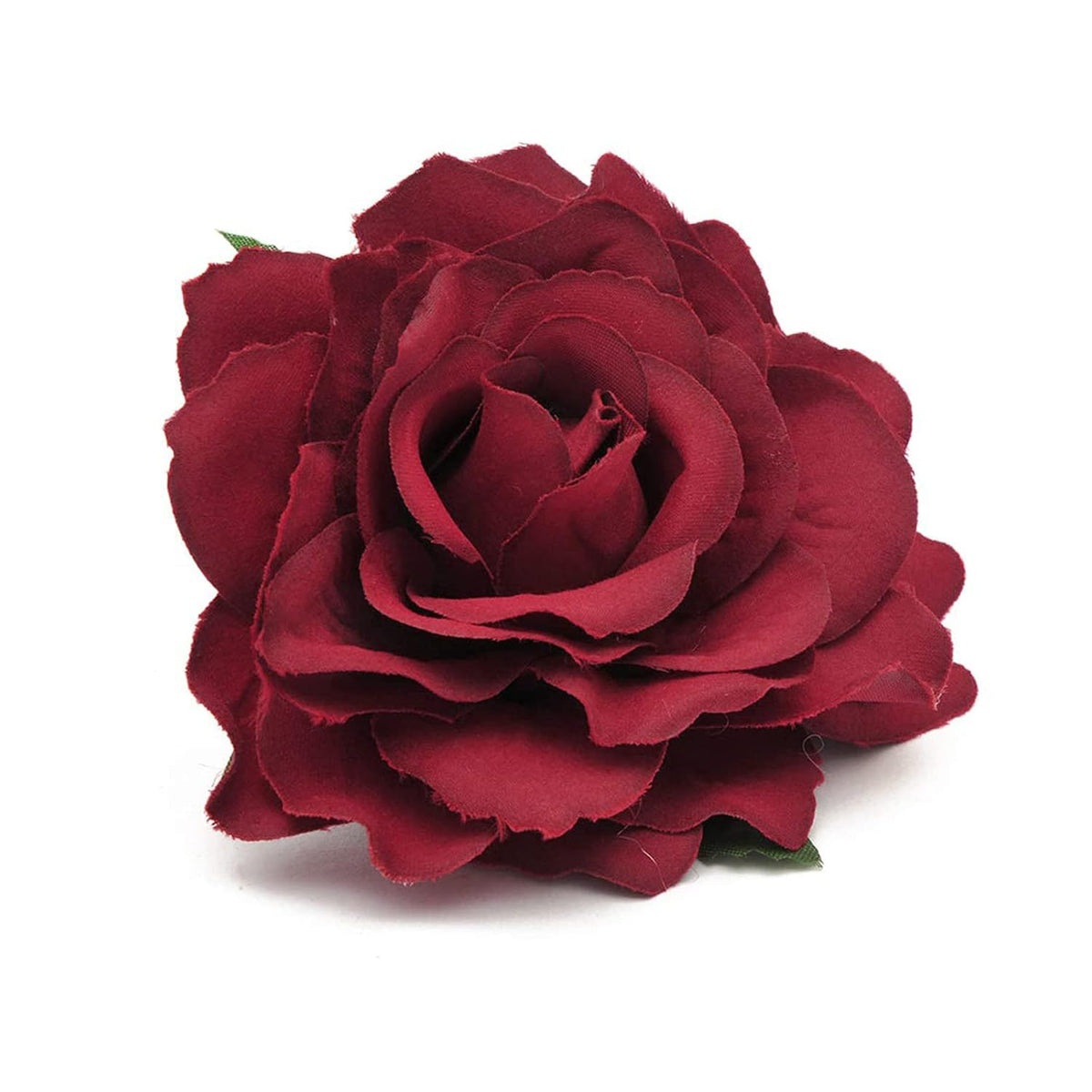 Handmade Women's Dark Red Velvet Rose Flower Wreath Hair Clip and Pin, Flamenco Dancer Style (Deep Red) one size