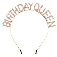 Vin Beauty Birthday Crown Queen Headband Tiara, Happy Birthday Women Gold Headband for Girls(Gold)